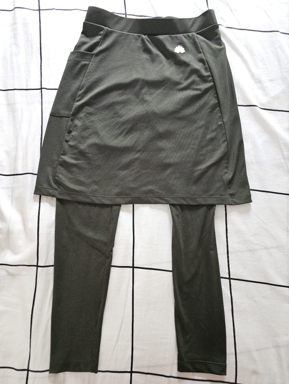 Women's Olive Green Skirted Leggings with Pocket Detail